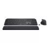 Logitech MX Keys Combo verslui 2 kartos klaviatūra + pelė, RF belaidis + Bluetooth, AZERTY prancūziškas išdėstymas, grafitas