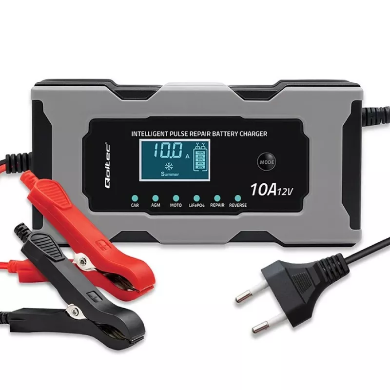 Įkroviklis QOLTEC 52493 12V 10A su AGM akumuliatorių atkūrimo funkcija