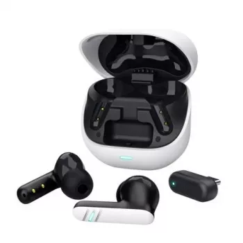 Trust GXT 409 Oxxie belaidės žaidimų ausinės – Baltos, TWS, 2,4 GHz ir Bluetooth, 100–10000 Hz, 44 g