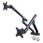Dvigubas monitoriaus laikiklis DIGITUS Dual 2×35 colių, spaustuvas, 2×10 kg, VESA 75×75–100×100, pakreipimas -45–90°