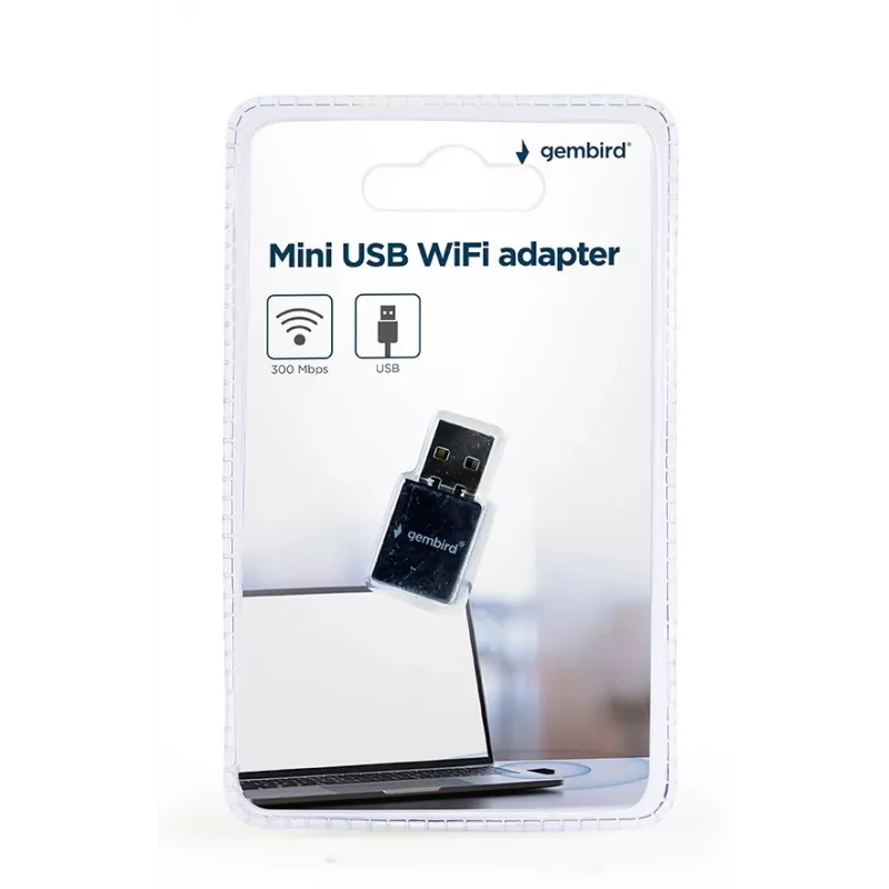 USB 2.0 Wi-Fi adapterius Gembird WNP-UA300-01 — RTL8192EU, 2.4 GHz, 802.11b/g/n, 300 Mbps