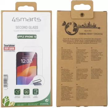 Apsauginis stiklas 4smarts 540595 Apple iPhone 15 – šūviui atsparus grūdintas stiklas