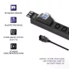 Qoltec 53999 19 colių stovo maitinimo juosta PDU, 1U, 8x IEC C13, 10 A, su automatiniu jungikliu, 2 m