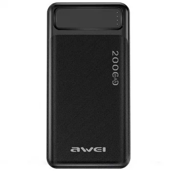 Nešiojamas powerbankas AWEI P6K 20000mAh juodas 2xUSB/PD/Micro-USB