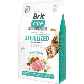 Brit Grain-Free Sterilized Urinary sausi kačių ėdalas 2 kg – sterilizuotoms katėms, vištiena, 32% baltymų, šlapimo takų palaikymui