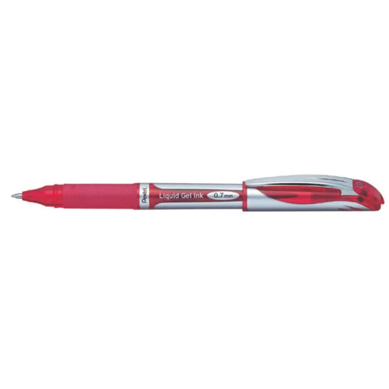 PENTEL EnerGel XM Klick raudonas rašiklis su segtuku (12 vnt.)
