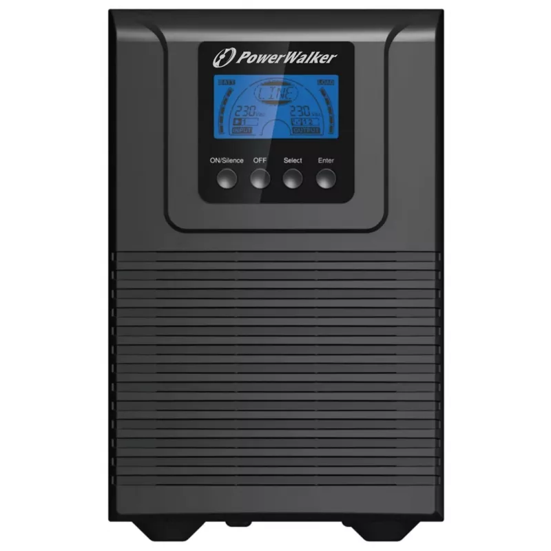 Nepertraukiamo maitinimo šaltinis PowerWalker VFI 1000 TGB — 1 kVA (900 W), dvigubo keitimo Online, 4× C13 lizdai, USB, RS-232, EPO