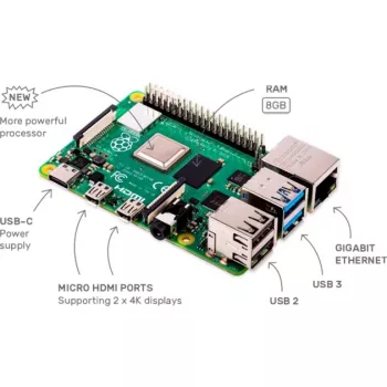 Raspberry Pi 4B 8GB – 8GB RAM, 2x mHDMI, 4x USB, BT, WLAN, LAN (RASPBERRY-PI-4-8GB)