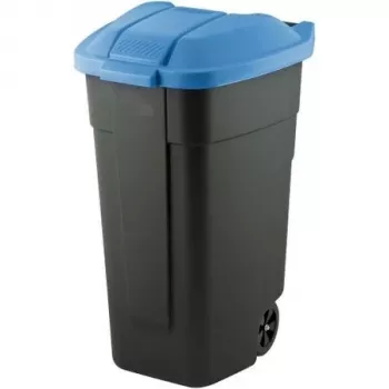 Curver šiukšlių dėžė juoda 110L su mėlynu dangčiu