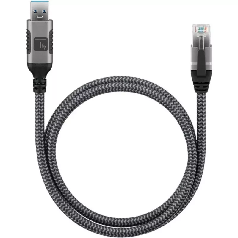 Techly ICOC U3A-RJ45-010 USB-A į Gigabit Ethernet adapterio kabelis, 1 m, juodas/sidabrinis