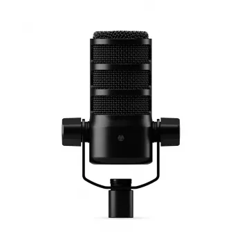 Studijinis mikrofonas RØDE PodMic USB – kardioidinis XLR/USB, 24 bitų / 48 kHz, USB-C, ausinių išvestis, sukamas garsumo reguliatorius, juodos spalvos