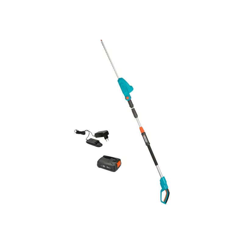 Akumuliatorinė teleskopinė gyvatvorių žirklė THS 42/18V P4A, pilnas komplektas (turquoise/Grey, Li-Ion akumuliatorius 2,5Ah P4A, POWER FOR ALL ALLIANCE)
