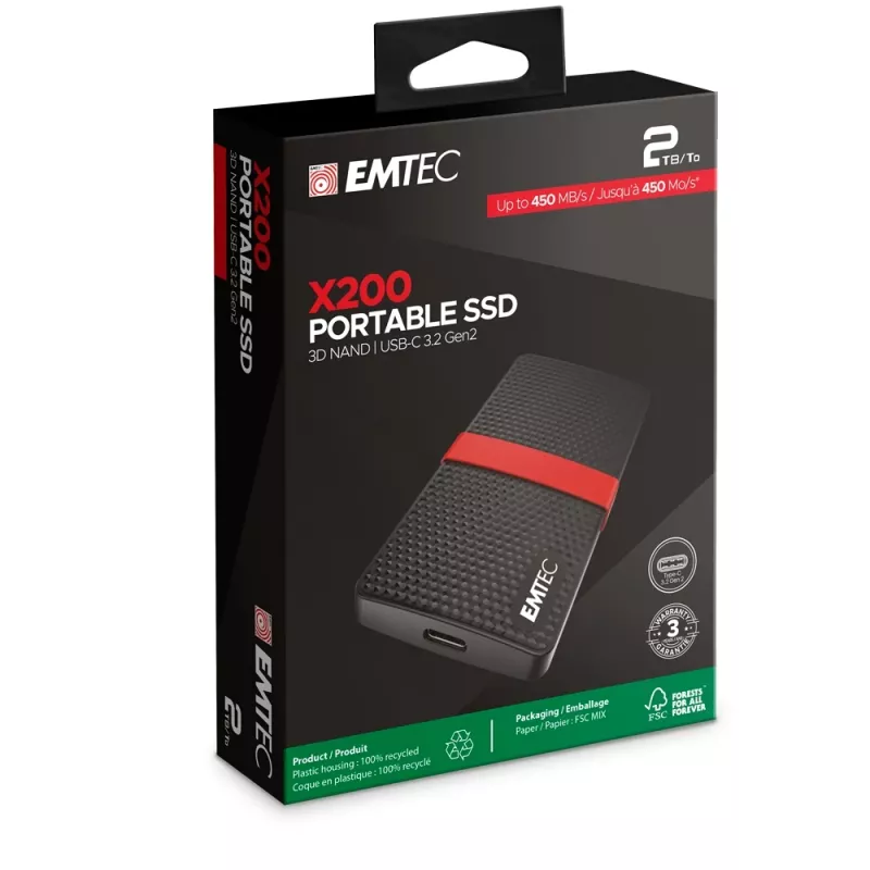 SSD Emtec X200 1TB nešiojamas USB Type-C 3.2 Gen 1