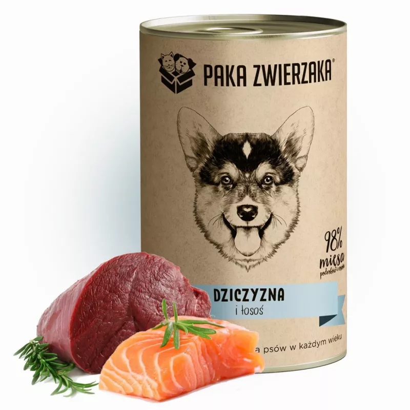 Šlapias šunų ėdalas PAKA ZWIERZAKA Žvėriena ir Lašiša 400 g