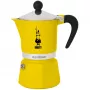 Bialetti Rainbow kavinukas juodai/geltonas – aliumininė mokos kavinukė viryklei, 1 vnt.