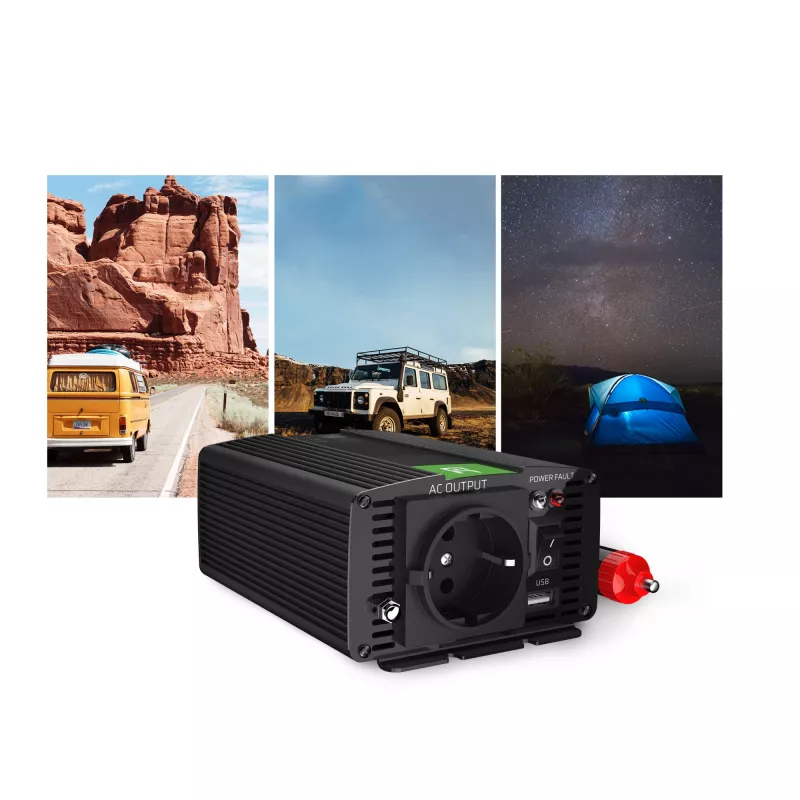 GREEN CELL automobilinis keitiklis 12V į 230V 150W/300W gryno sinuso