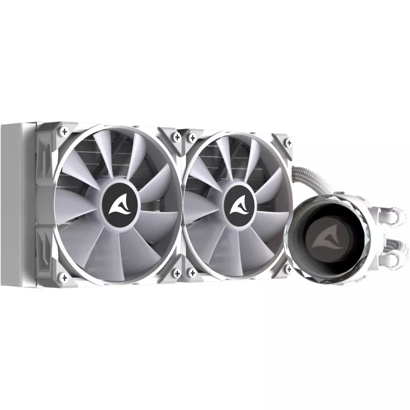 S80 RGB White AIO 240 mm, skystas aušinimas baltas