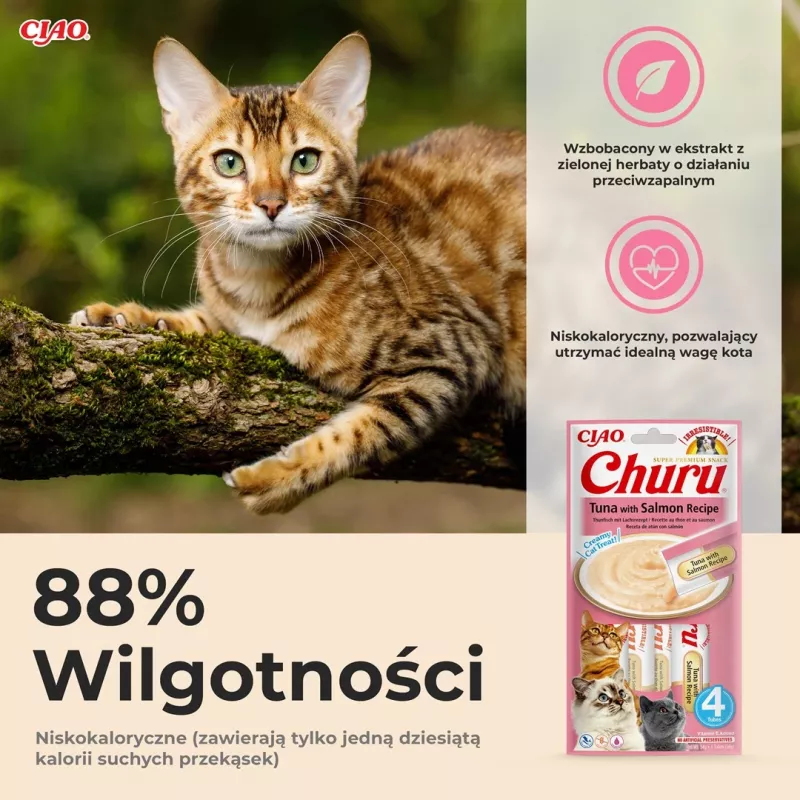INABA Churu Tuna su lašiša – skanėstai katėms – 4x14 g