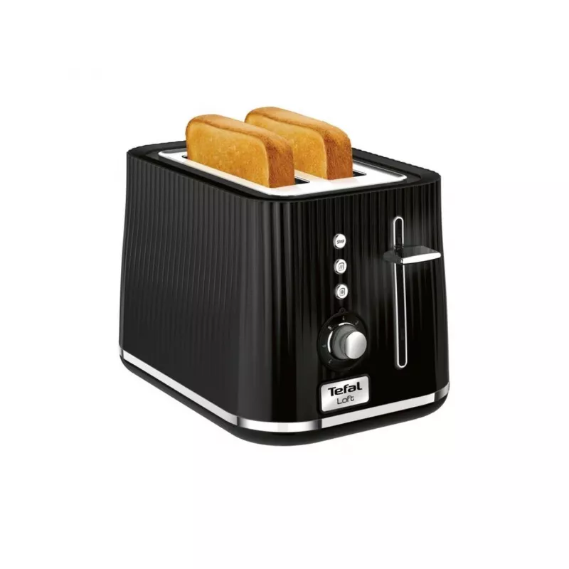 Skrudintuvas Tefal Loft 2S TT761838 — 2 griežinėliams, 7 skrudinimo lygiai, atšildymas/pašildymas, išimamas trupinių padėklas, juodas