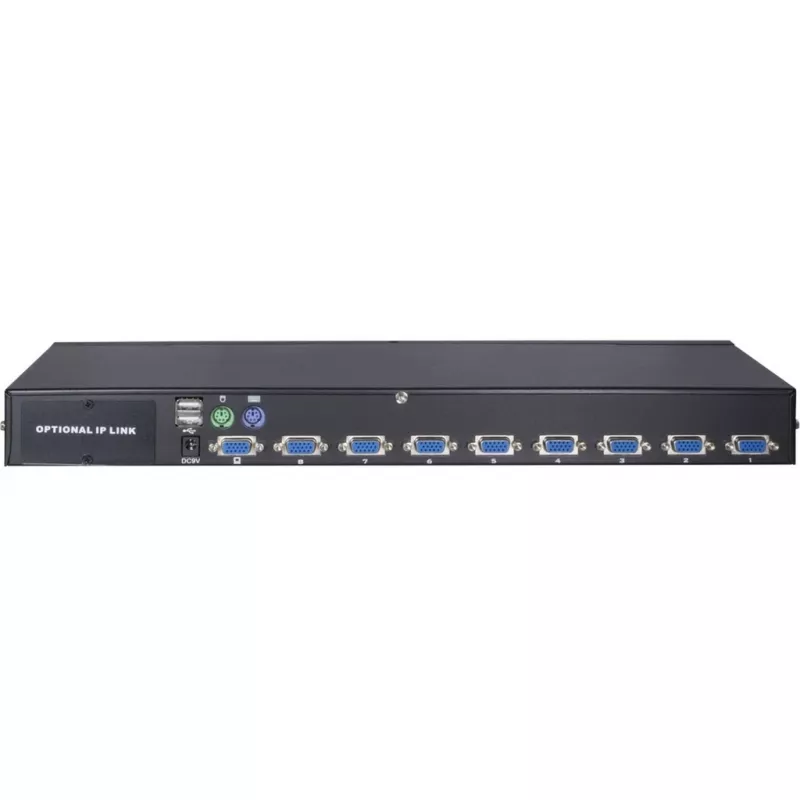 Inter-Tech KVM AS-9108DU 8 prievadų KVM jungiklis, 19 inch montavimui į stovą, juodas (88887233)