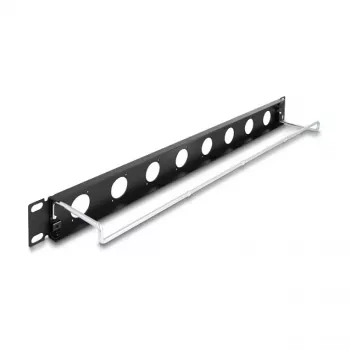 DeLOCK 67059 19 colių D tipo pataisų skydelis su įtempimo mažinimu, 8 prievadų, 1U, juodas