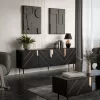 Komoda cama meble Cama 4D MOUNTAIN 204x40x72 cm juoda/auksinė, MDF/medžio drožlių plokštė