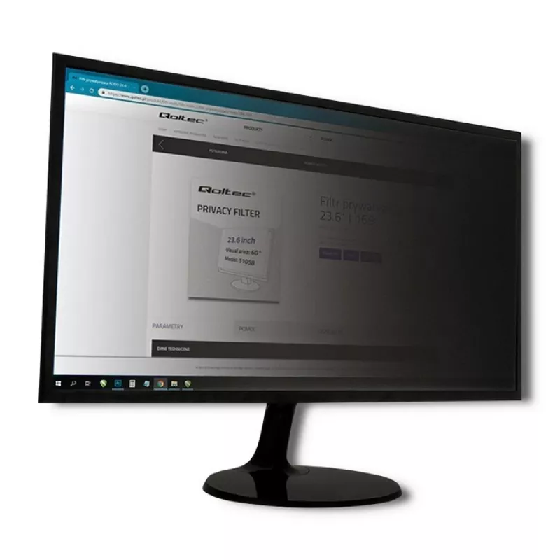 Qoltec GDPR privatumo filtras 23 colių | 16:9 | Akių apsauga | Panoraminis