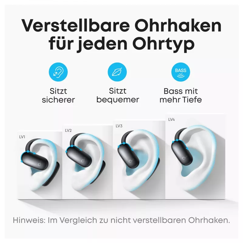 ANKER Soundcore AeroFit 2 AI black Open-Ear-Kopfhrer 35 Stunden Wiedergabezeit IP55 inkl. KI Assisent und bersetzung