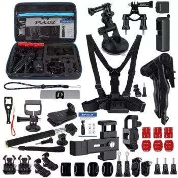 43 dalių Puluz priedų rinkinys sportinėms kameroms (įskaitant Osmo Action 5 Pro, Ace Pro 2) PKT47