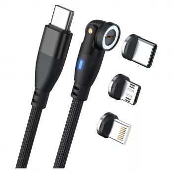 USB-C laidas su magnetiniu jungtuvu RealPower MagneticCharge 100 1m juodas