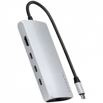 Satechi ST-P8KES USB-C daugiafunkcis adapteris 8K su Ethernet V3, sidabrinis