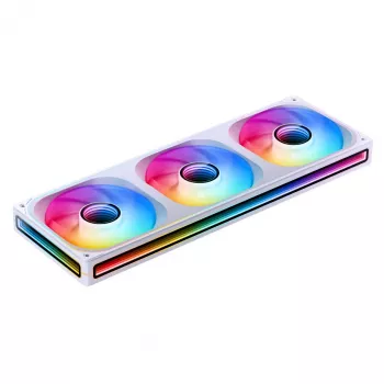 Jonsbo ZB-360 baltas 360mm ARGB PWM ventiliatorių rinkinys — 3×120mm PWM ARGB ventiliatoriai skysčio aušinimo radiatoriams