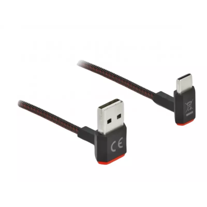 USB laidas DeLOCK EASY-USB 2.0 Type-A vyriškas į Type-C vyriškas kampuotas 0,5 m juodas