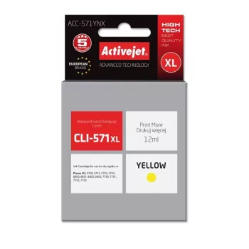 Activejet ACC-571YNX rašalo kasetė (Canon CLI-571XLY pakaitalas; Supreme; 12 ml; geltona)