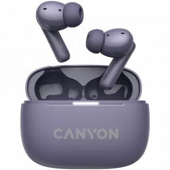 Canyon CNS-TWS10PL Ausinės ir ausinių rinkinys Tikras belaidis stereogarsas (TWS) Į ausį Skambučiai/muzika/sportas/kasdienis naudojimas USB Type-C Bluetooth Violetinė (CNS-TWS10PL)