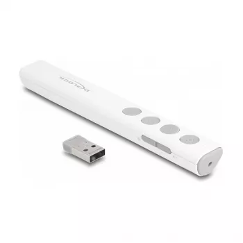 DeLOCK USB lazerinis pristatymo nuotolinis valdiklis baltas belaidis RF USB nano imtuvas