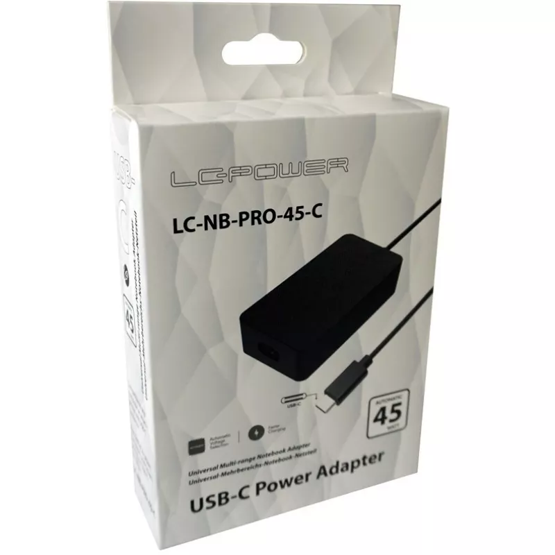 LC Power LC-NB-PRO-45-C maitinimo blokas – 45 W, 110–240 V, juodas