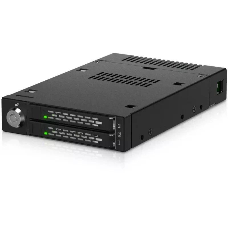ICY DOCK ToughArmor MB834MK-B V2 – 2x M.2 NVMe į 1x 3,5″ lizdo mobilus stovas su metaliniu raktiniu užraktu, SlimSAS 4i, juodas
