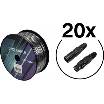 DMX kabelio rinkinys EUROLITE 20000431 — 2 x 0,22 mm² laidininkai, 100 m