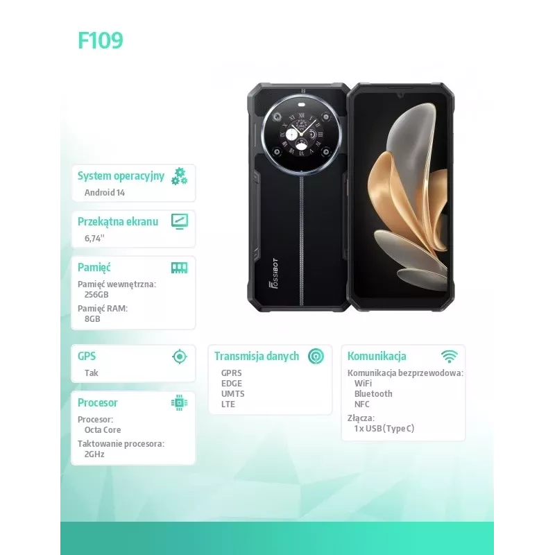 Išmanusis telefonas FOSSiBOT F109 juodas — F109 black CH modelis