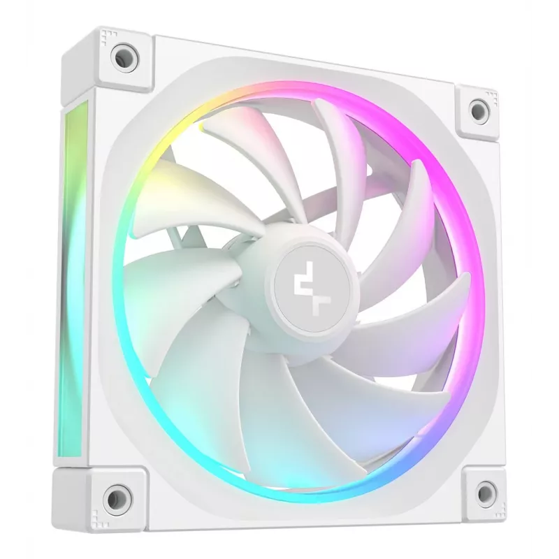 Korpuso ventiliatorius DeepCool FL12 WH 3 vnt. komplektas, 120×120×25 mm, 2150 RPM, 55 CFM, skysčių dinaminis guolis, PWM, daugiaspalvis LED, 4 kontaktų