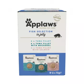 Šlapias kačių ėdalas Applaws Fish selection multipack sultinyje 12 x 70 g, suaugusioms katėms