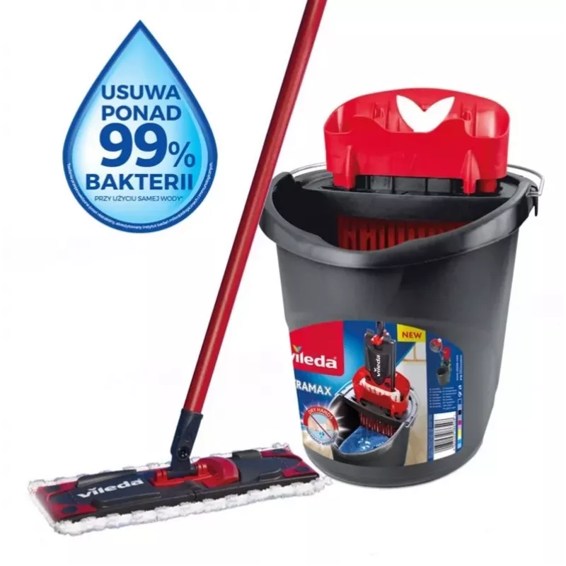 Vileda Ultramax Complete šluotos ir kibiro rinkinys, pilka