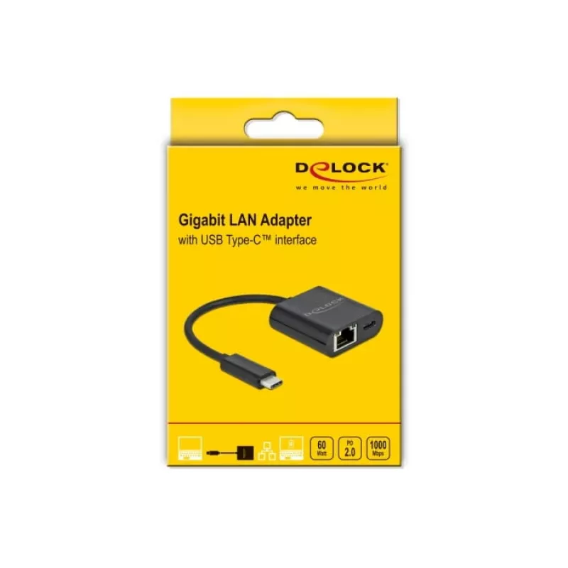 USB Type-C adapteris DeLOCK 66644 Gigabit LAN su Power Delivery