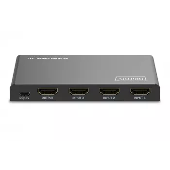 Digitus 4K HDMI jungiklis 3x1 juodas metalinis 18 Gbit/s
