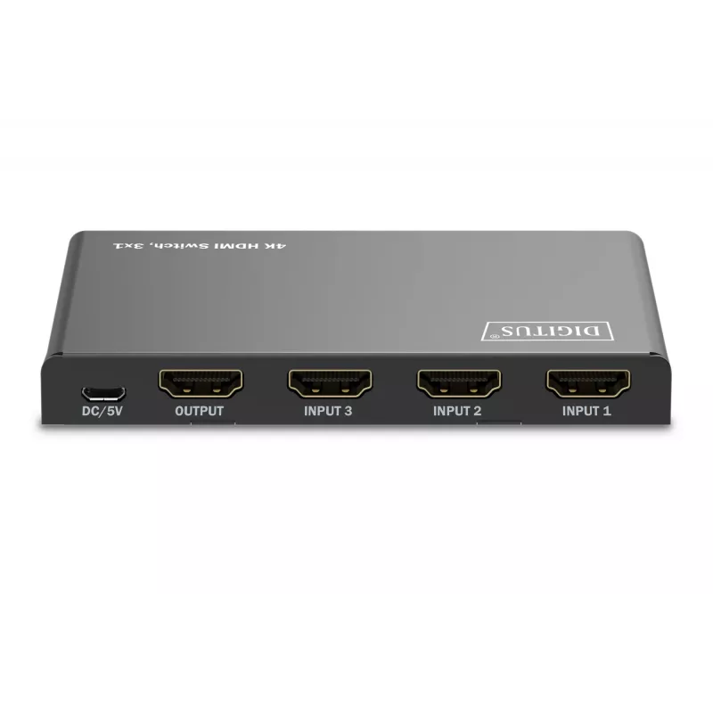 Digitus 4K HDMI jungiklis 3x1 juodas metalinis 18 Gbit/s