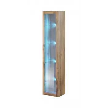 Vitrina sieninė Cama Meble VIGO 180 – stiklinė spintelė, 1800×400×300 mm, ąžuolas wotan