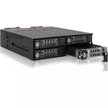 ICY DOCK ToughArmor MB720MK-B V3 – 4x M.2 NVMe PCIe 4.0 į 4x OCuLink 5.25 colio lizdo metalinis juodas krepšys su raktų užraktu (tri-mode suderinamas)