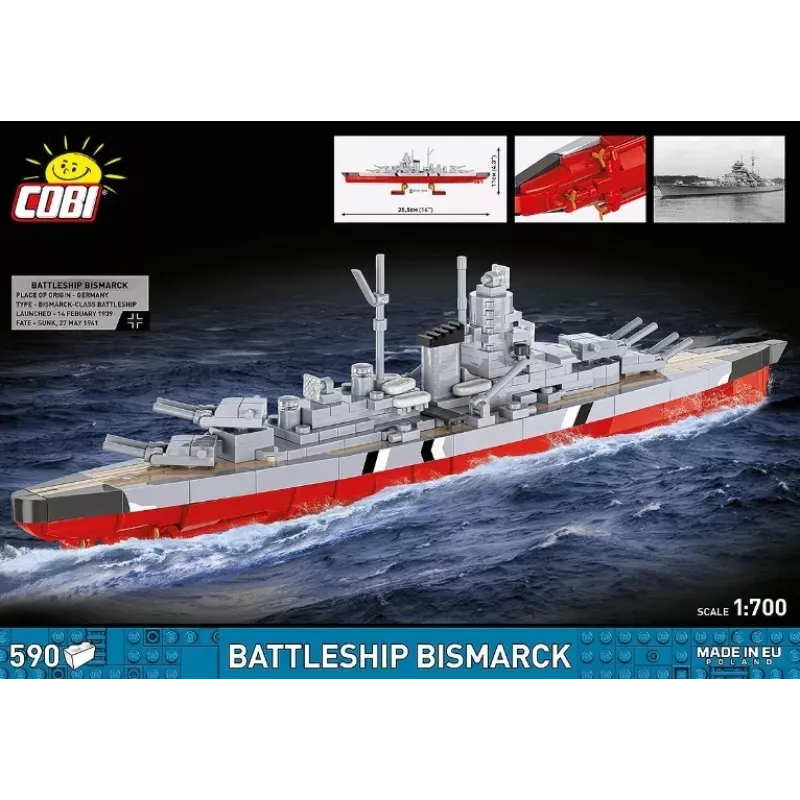 Konstruktorius Cobi mūšio laivas Bismarck modelis, 590 detalių