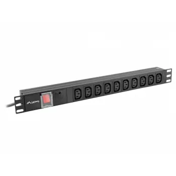 LANBERG PDU-10I-0200-IEC-BK maitinimo skirstytuvas – 10× C13 lizdų, 2 m laidas, 10 A, 2500 W, juodas